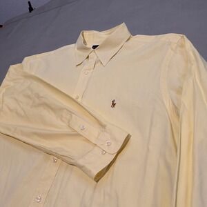 Ralph Lauren Men Pale Yellow Button Flesh Pony Logo Down Shirt 18/36/37-6083